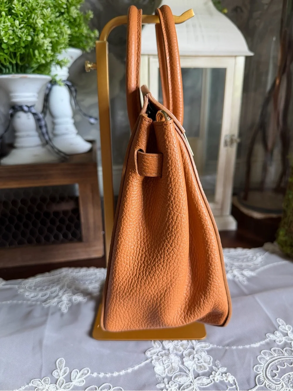 NWOT Teddy Blake Gigi Stampato Camel Leather Top-Handle 11” Satchel